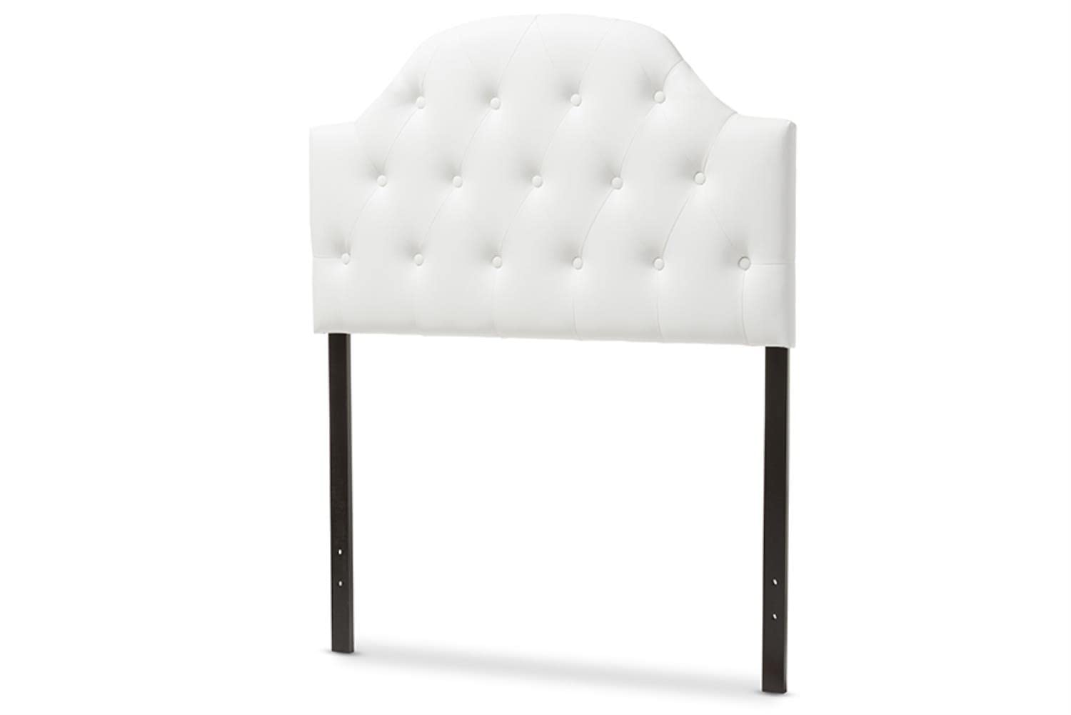 Baxton Studio Morris Modern and Contemporary White Faux Leather Upholstered Button-Tufted Scalloped Twin Size Headboard