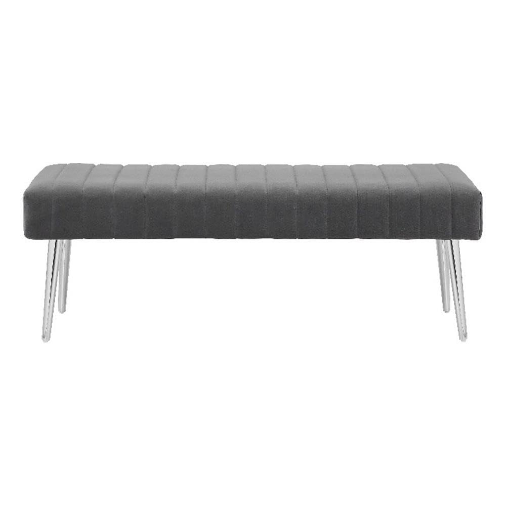 Pangea Home Hilda 17" Modern Velvet Upholstered Bench In Gray