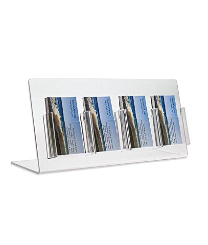 Source One Deluxe 4 Pocket Vertical Clear Business Card Holder - Counter Top