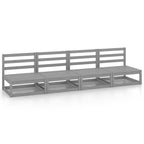 vidaXL Solid Pinewood Patio 4-Seater Sofa Garden Outdoor Lawn Yard Terrace Balcony Wooden Sectional Middle Sofa Seat Seating Furniture Gray