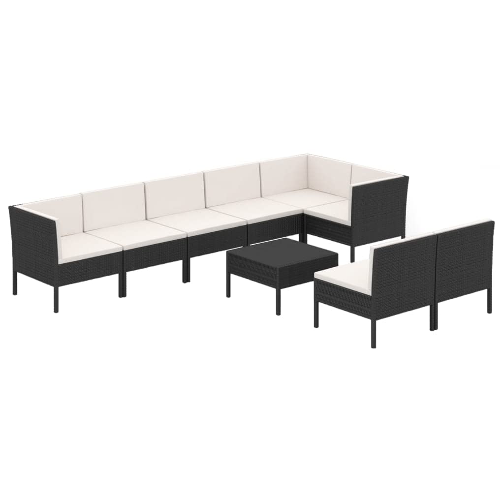 vidaXL Poly Rattan 12-Piece Patio Lounge Set, Black-Weather- Outdoor Furniture with Cushions, Table & Modular Sofas-Easy Assembl
