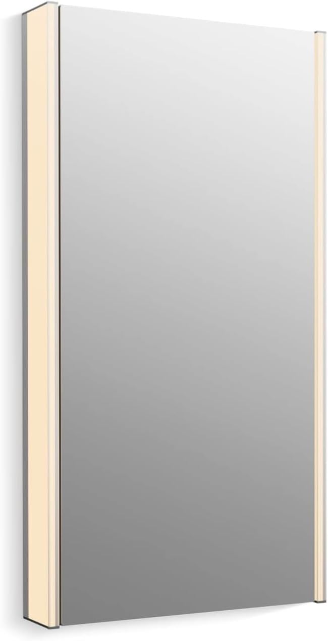 Kohler K-81148-SLE-DA Maxstow Medicine Cabinet with LED Light, Mirror Door & Staggered Shelves, Rectangular Frame, 22 x 40