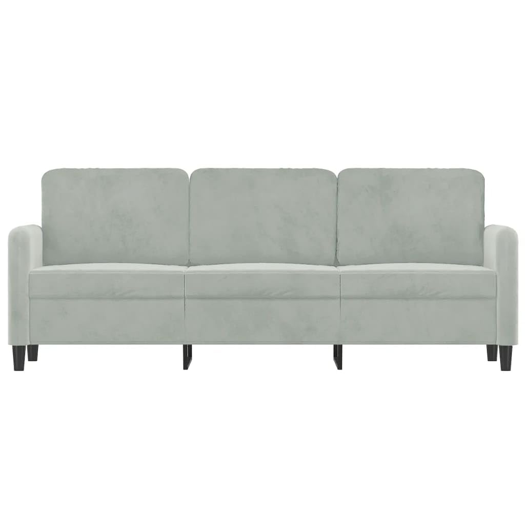vidaXL 3-Seater Sofa in Light Gray Velvet with Metal Frame, Modern Design, Spacious Seating, Ideal for Living Room, Lounge Area, and Office