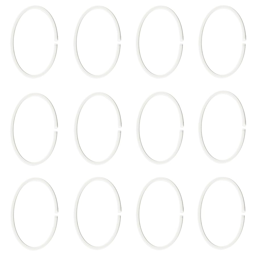 HASSJN Shower Curtain Ring, White (Pack of 12 Piece)