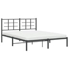 vidaXL Black Steel Double Bed Frame - Modern Bedroom Furniture with Headboard, Metal Slats, Under Bed Storage, 81.5"x61.4"x35.4"