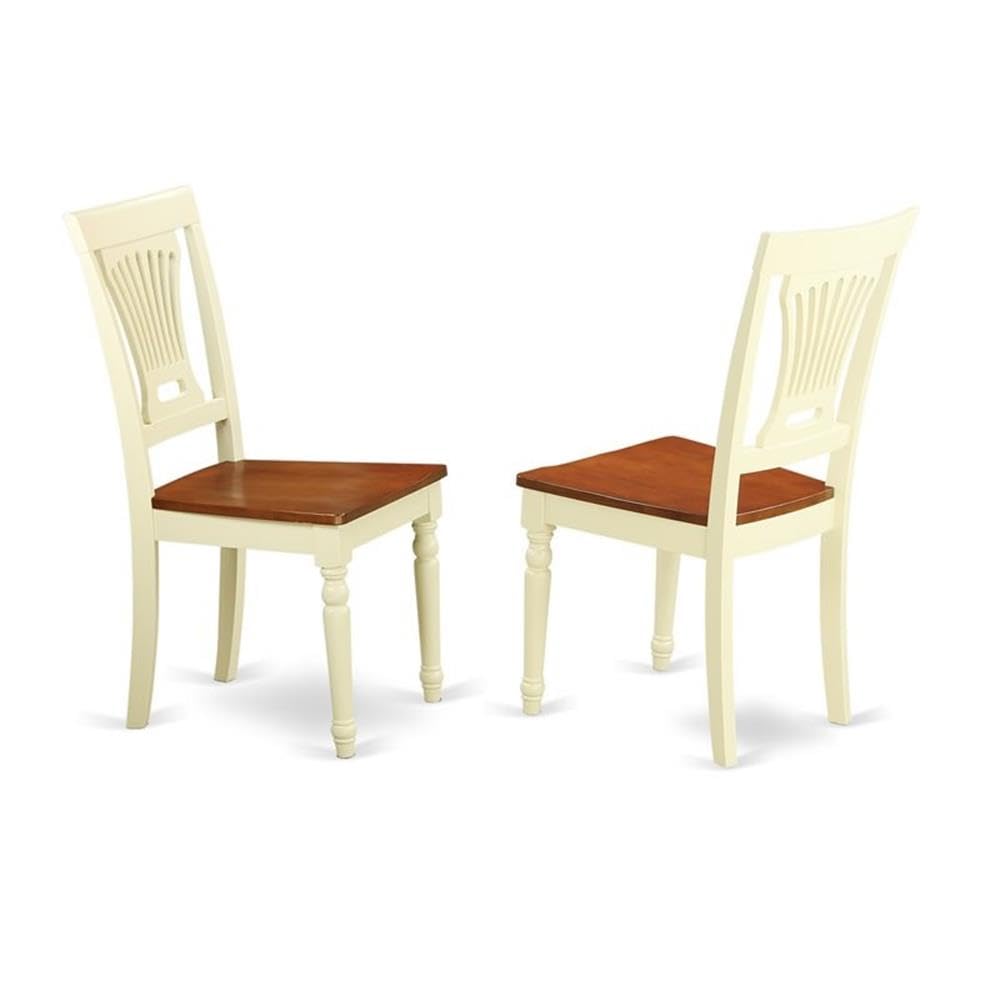 East West Furniture HLPL5-BMK-W 5 Piece Dining Room Furniture Set Includes a Round Kitchen Table with Pedestal and 4 Dining Chairs, 42x42 Inch, Buttermilk & Cherry