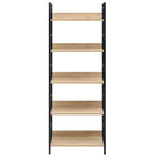 vidaXL Versatile 5-Layer Book Shelf in Oak and Black - Engineered Wood and Steel - Compact Design for Maximum Space Utilization - Easy to Assemble