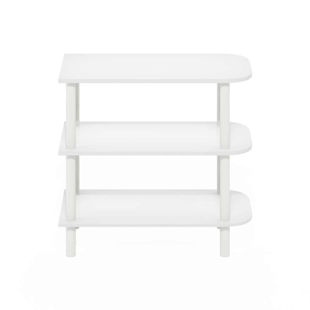 Furinno Turn-N-Tube 23-Inch 3-Tier Curved Freestanding Shoe Rack Storage Organizer, White/White