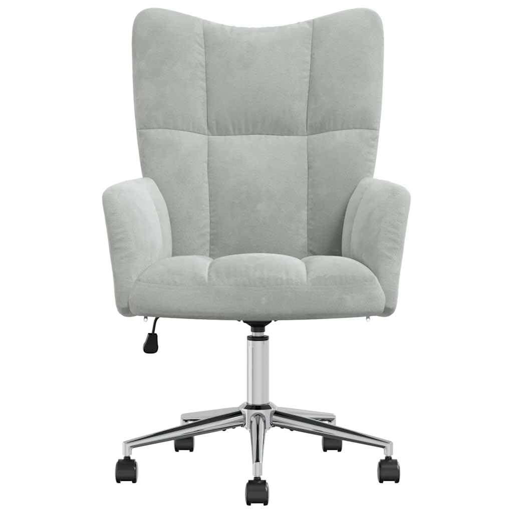 vidaXL Relaxing Chair - Light Gray Velvet Upholstered Armchair with Adjustable Height and Swivel Function for Home/Office Use