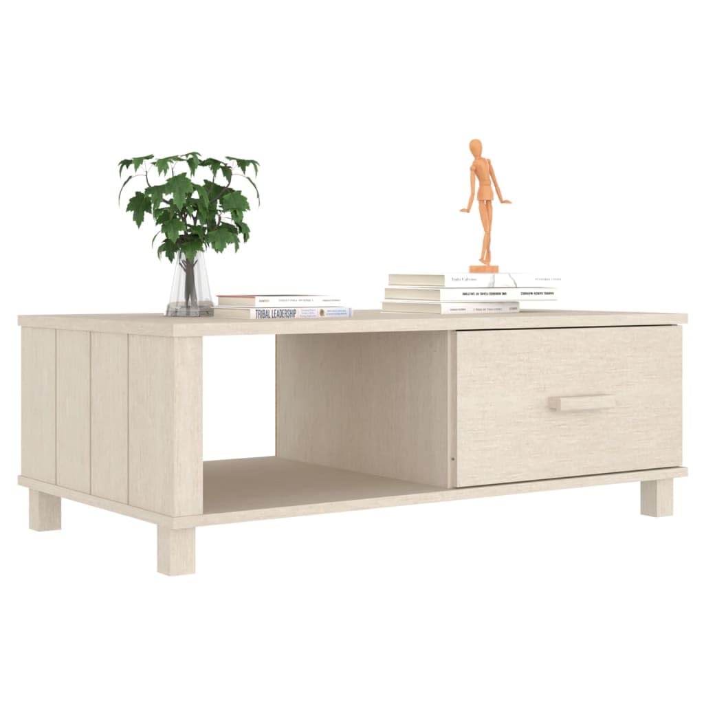 vidaXL Honey Brown Coffee Table HAMAR - Solid Wood Pine - Storage Drawer, Decorative and Functional Home Furnishing Piece, Easy Assembly, 39.4"x21.7"x13.8"