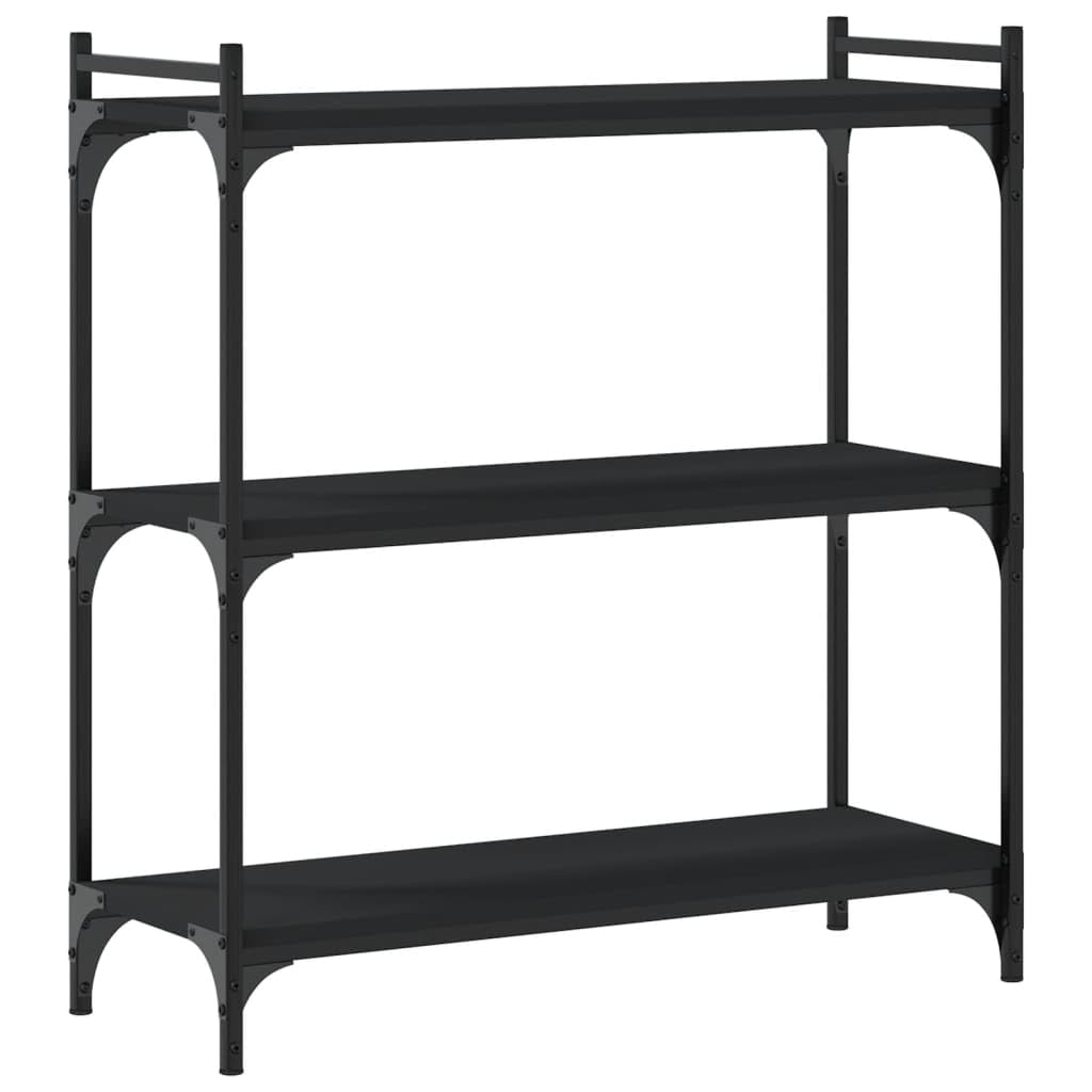 vidaXL Black Bookcase 3-Tier, Industrial Style Engineered Wood and Metal Frame for Home or Office, Easy to Assemble and Clean - 31.5"x11.8"x33.9"