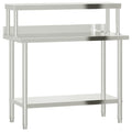 vidaXL Worktop with top shelf 110x55x120cm stainless steel