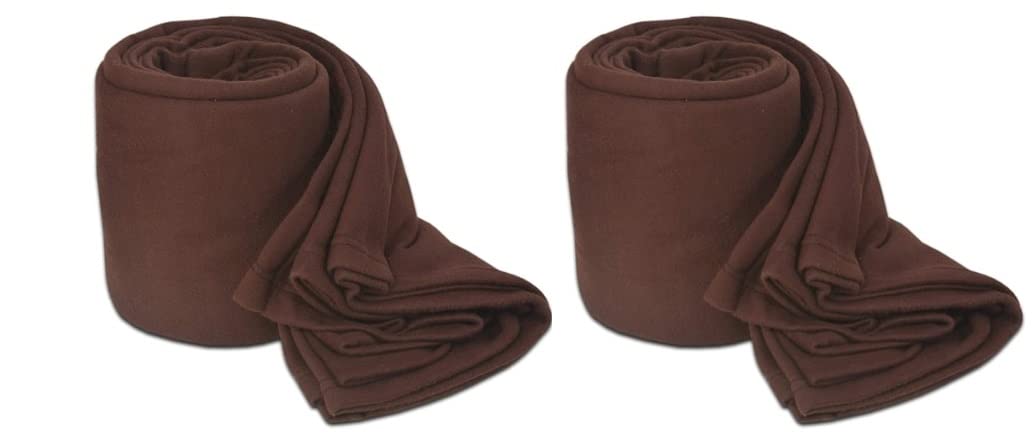 Wavva Plain Fleece 2 Single Bed BlanketsBrown (Set of 2)