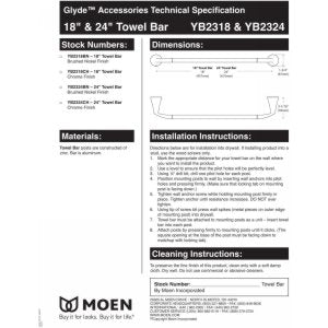 Moen Yb2324Ch Glyde Towel Bar, 24'', Chrome