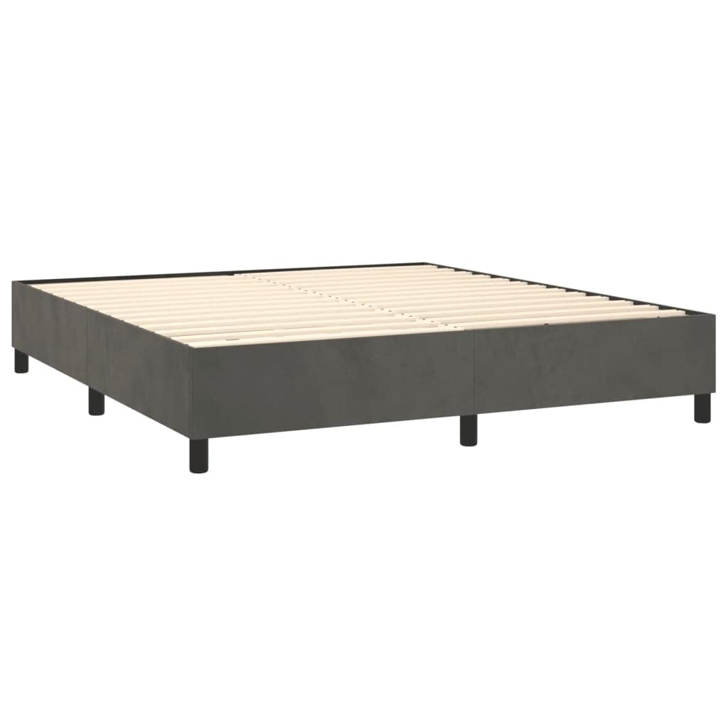 vidaXL King Sized Velvet Box Spring Bed Frame - Modern Style, Dark Gray, Simple Assembly Required, 81.1"x76"x13.8"