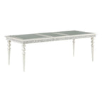 Acme Maverick Rectangular Wooden Dining Table with Leaf in Platinum White