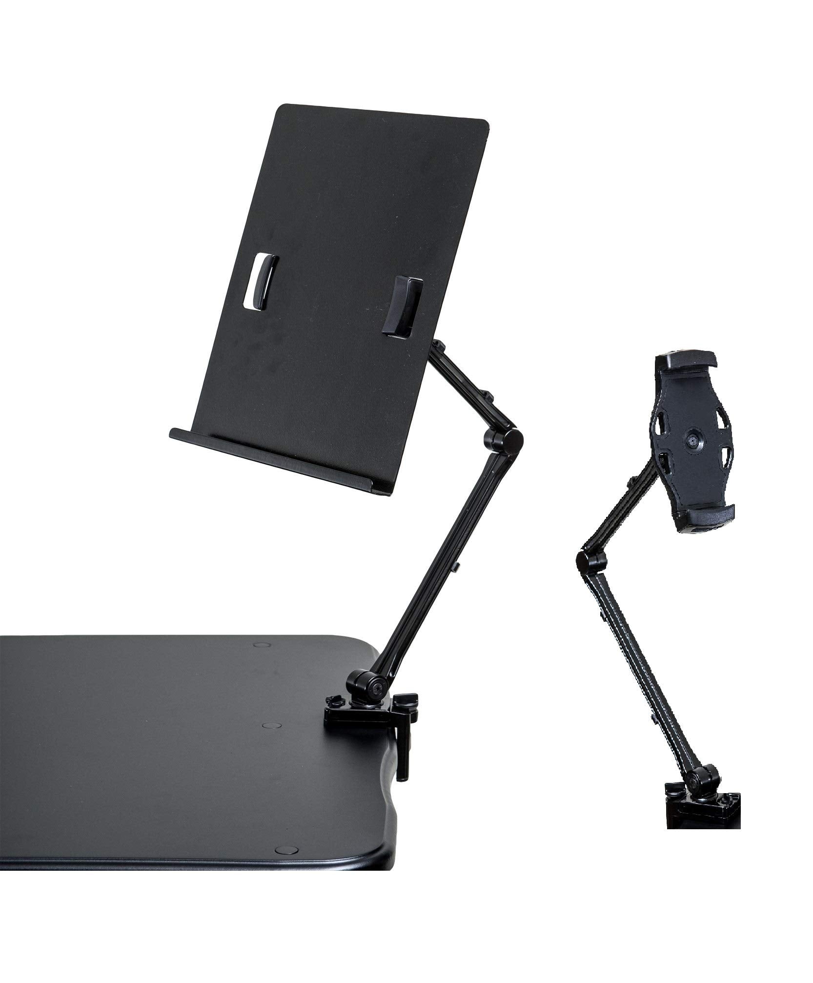 TrenDesks Document Copy Holder and Tablet/Cellphone Holder 2-in-1, Full Motion, Adjustable Height, Angle, and Direction, Black, Metal