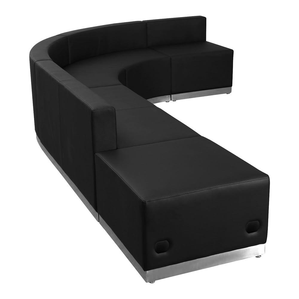 Flash Furniture HERCULES Alon Series Black LeatherSoft Reception Configuration, 5 Pieces