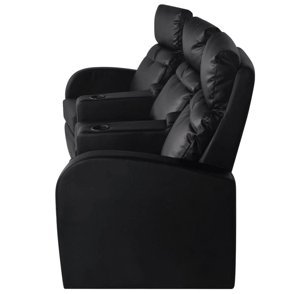 vidaXL Recliner 3-seat Artificial Leather Black