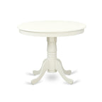 East West Furniture Anip3-Lwh-W 3 Piece Modern Dining Table Set Contains A Round Kitchen Table With Pedestal And 2 Dining Room Chairs, 36X36 Inch, Linen White