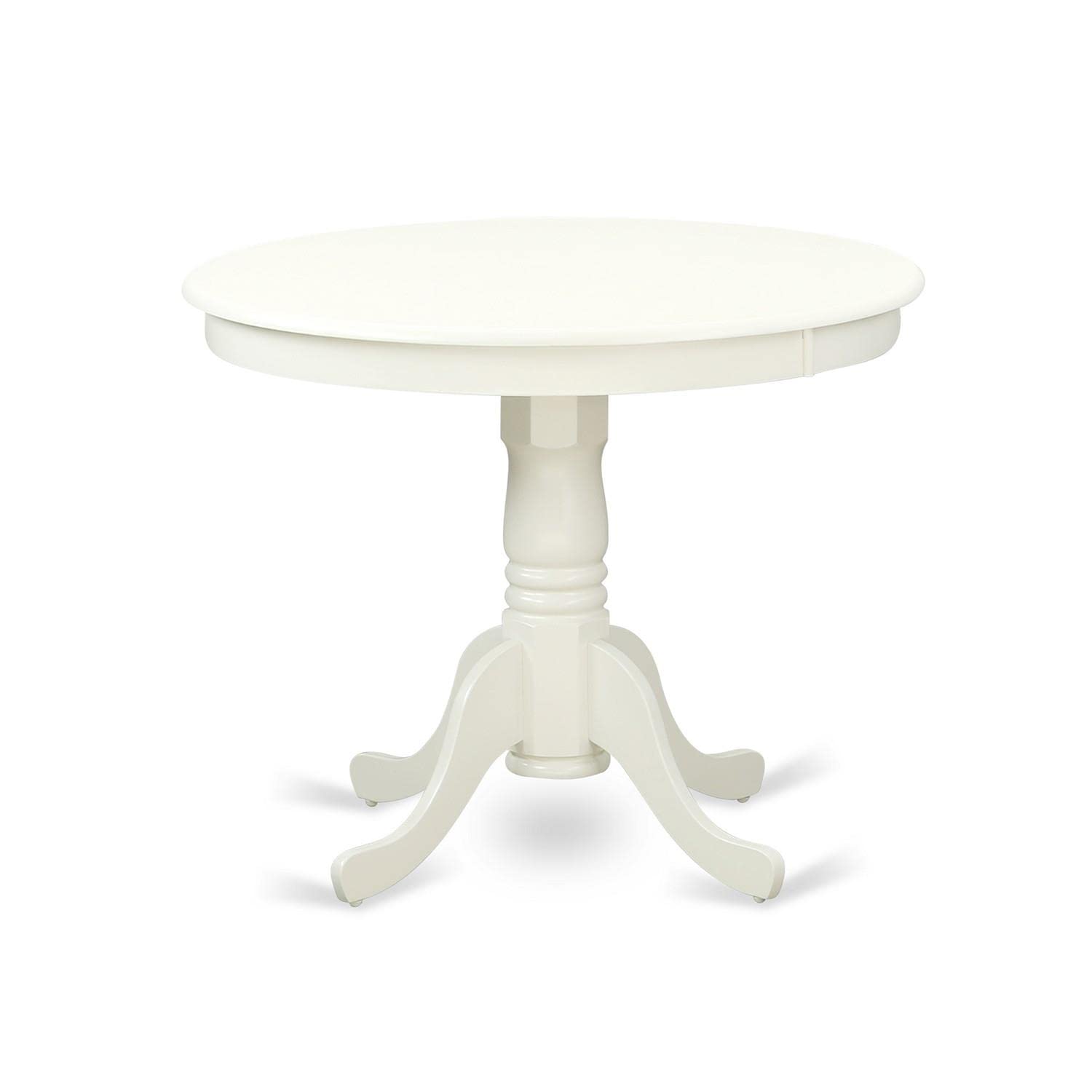 East West Furniture Anip3-Lwh-W 3 Piece Modern Dining Table Set Contains A Round Kitchen Table With Pedestal And 2 Dining Room Chairs, 36X36 Inch, Linen White