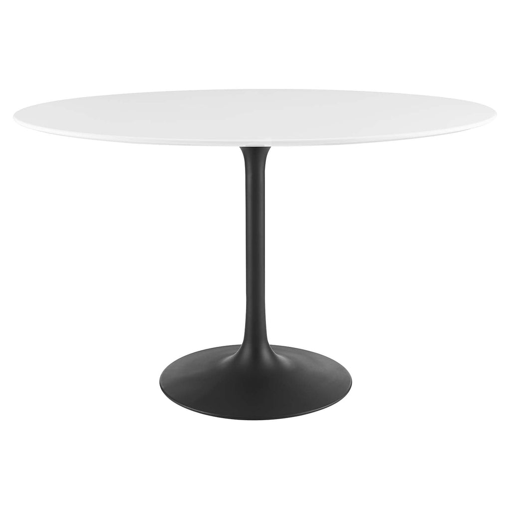 Modway Lippa 48" Oval-Shaped Mid-Century Modern Dining Table With White Wood Top And Black Base