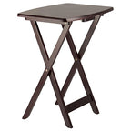 Ergode Wood Dylan 5-Piece Snack Table Set - Solid Wood, Foldable, Spacious Tops, Espresso Finish, Includes Storage Stand, Ideal for TV Meals and Appetizers, Minimal Assembly Stand