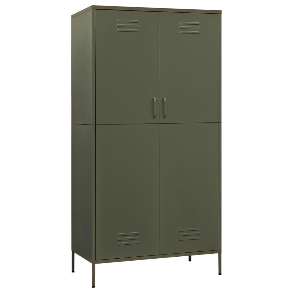 Vidaxl Wardrobe Olive Green 35.4 Inch X19.7 Inch X70.9 Inch  Steel