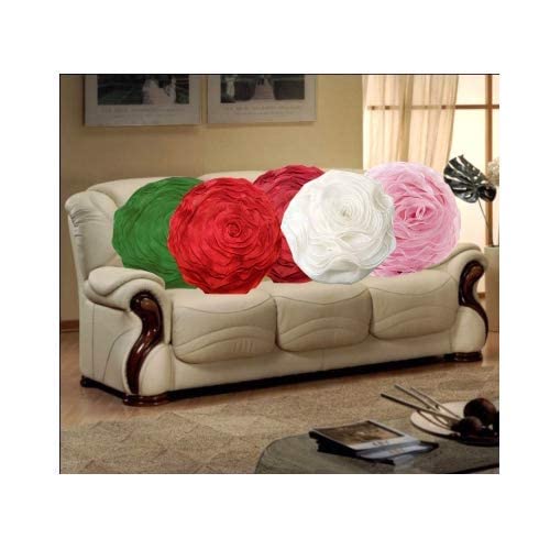Msenterprises Round Rose Tissue Polyester Cushion Covers For Home Decor (Multicolor, 40 X 40 Cm, Set Of 5)