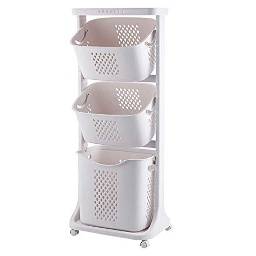 Manskskim Bathroom Laundry Basket 3 Layer Clothes Storage Basket Household Kitchen Shelf Fruit Stand Bathroom Simple Storage She