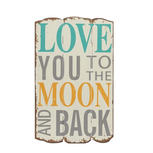 Creative Co-Op Love You To The Moon And Back Distressed Wood Wall Plaque