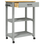 vidaXL Kitchen Trolley - Rolling Cart with Storage, Solid Pine Wood in Gray and Honey Wax, 23.6" x 15.7" x 35.4"