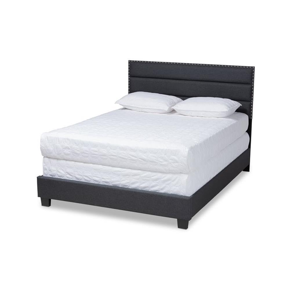 Baxton Studio Ansa Modern and Contemporary Dark Grey Fabric Upholstered King Size Bed