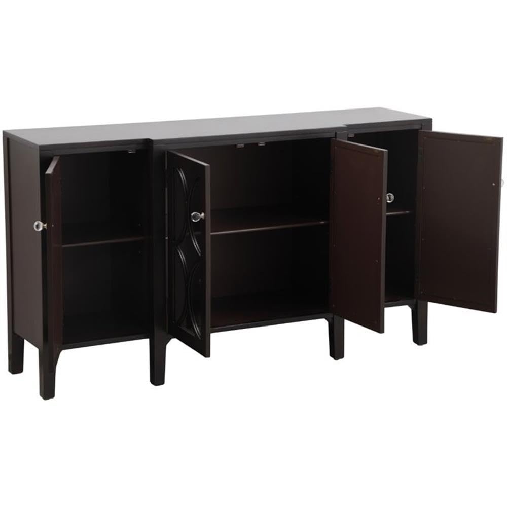 Elegant Decor Modern 4 Door 60" Accent Sideboard in Hand Painted Dark Walnut