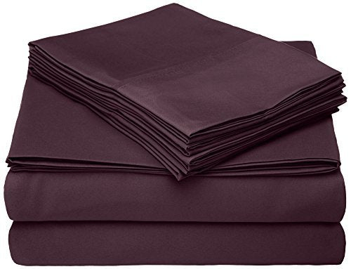 Home Collection Micro Caress Luxurious Sheet Set, 90GSM 3 -Piece Twin with 1 Additional Pillowcase, Eggplant Color