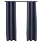 vidaXL Blackout Curtains with Rings, Anthracite Fabric, 37"x63", Set of 2, Machine Washable, Blocks 95% Light, Elegant Design for Living Room, Bedroom, Office Space