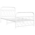 vidaXL Metal Bed Frame with Headboard & Footboard - White, Steel, Single, 39.4"x78.7" - Modern Design, Extra Storage Space, Bedroom Furniture