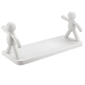 Shivstor 1 PCS Wall Mounted Bathroom Shelf with Cute Human Figurine Holders Strong Adhesive Plastic Rack Without Drill White Bat