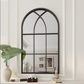ironsmithn Arched Window Mirror, 41.3x24 Grid Mirror, Large Windowpane Mirror, Black Metal Arch Mirror for Living Room Fireplace