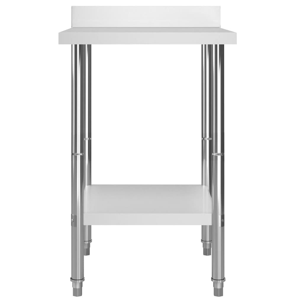 vidaXL Commercial Stainless Steel Kitchen Work Table with Backsplash and Adjustable Feet - 23.6" x 23.6" x 36.6" – Silver
