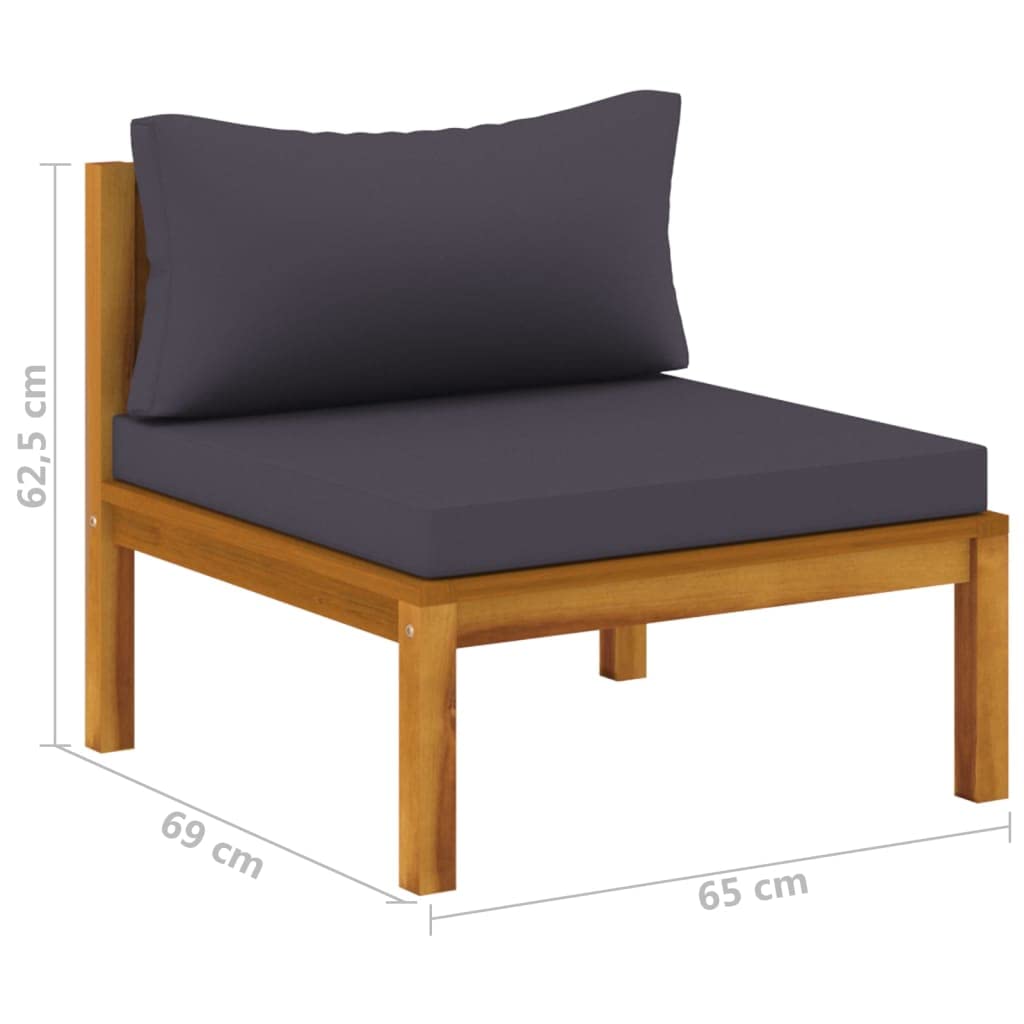 vidaXL Solid Acacia Wood Patio Lounge Set 6 Piece with Cushion Outdoor Garden Terrace Wooden Modular Sofa Seating Seat Sitting Chair Furniture