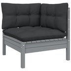 vidaXL Solid Pinewood Patio Lounge Set 7 Piece with Cushions Garden Outdoor Lawn Yard Terrace Balcony Wooden Seat Seating Furniture Gray