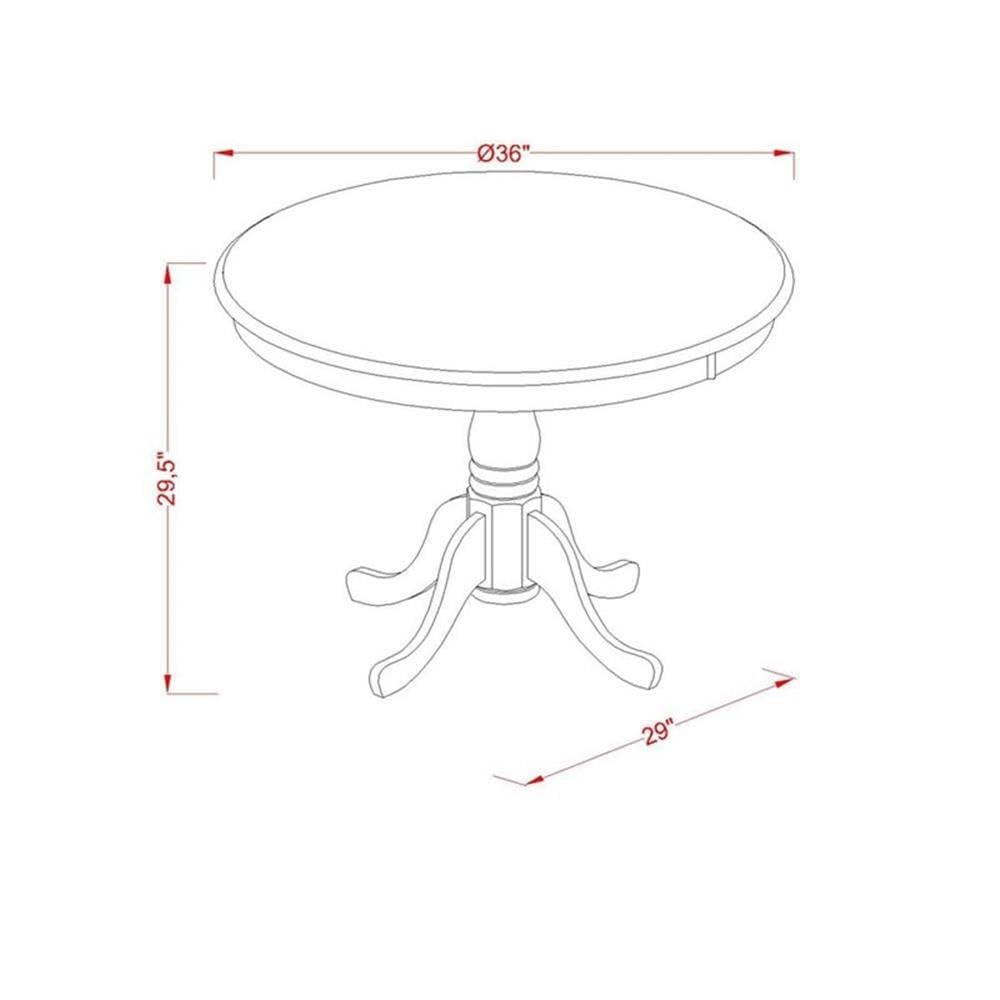 East West Furniture Amdu5-Bch-W 5 Piece Dining Room Table Set Includes A Round Kitchen Table With Pedestal And 4 Dining Chairs, 36X36 Inch, Black & Cherry