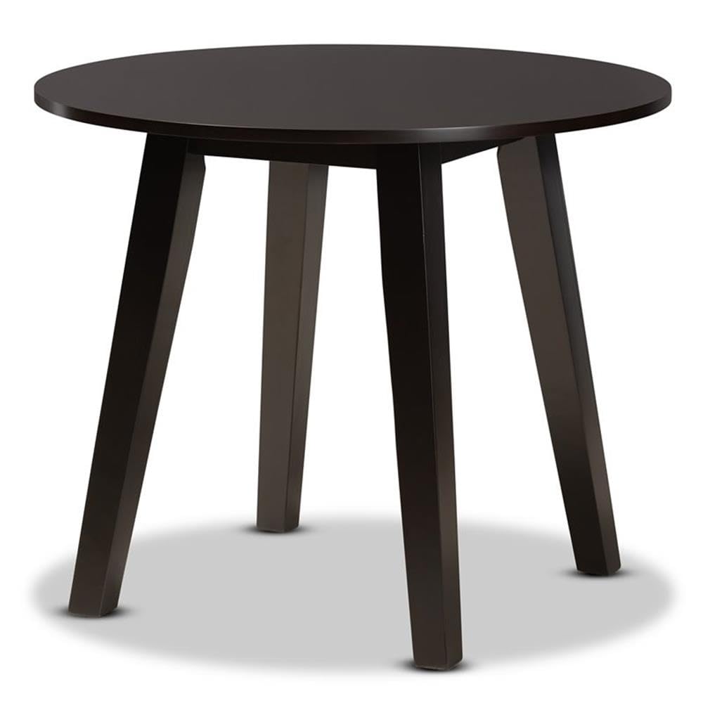 Baxton Studio Ela Modern and Contemporary Dark Brown Finished 35-Inch-Wide Round Wood Dining Table