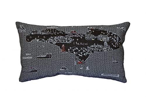 HomeRoots Grey 24' Black Michigan Upper Peninsula Nighttime Skyline Lumbar Decorative Pillow