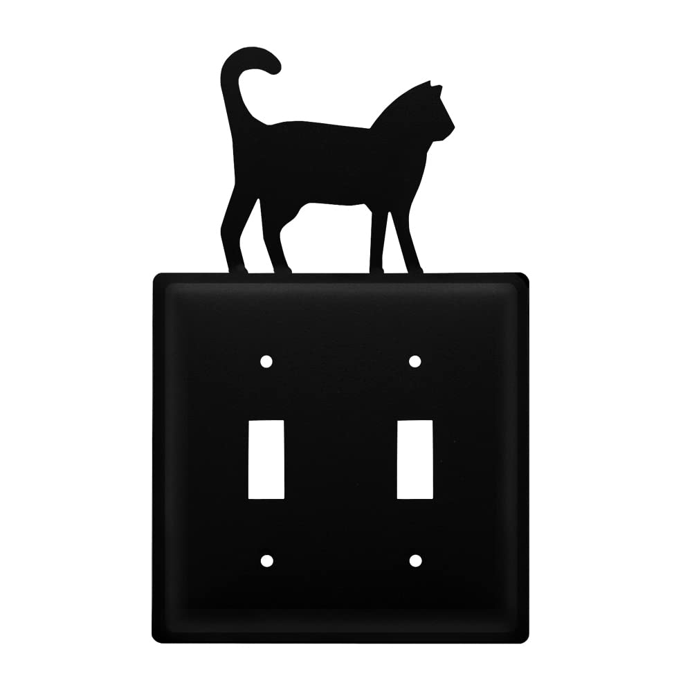Village Wrought Iron Pet Cat Double Switch Cover
