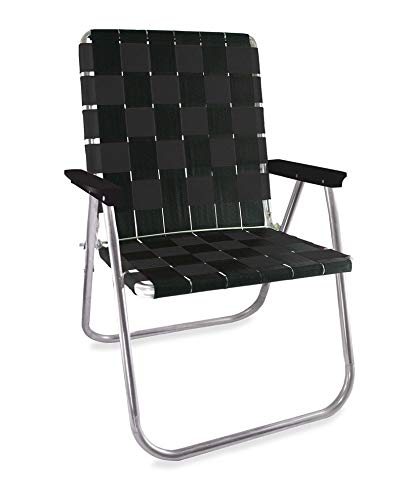 Lawn Chair Usa - Outdoor Chairs For Camping, Sports And Beach. Chairs Made With Lightweight Aluminum Frames And Uv-Resistant Webbing. Folds For Easy Storage (Magnum, Black With Black Arms)