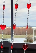 Asian Home Beautiful Acrylic Beaded Curtain - Red Heart