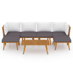 vidaXL 7-Piece Patio Lounge Set with Cushions – Solid Acacia Wood Outdoor Furniture – Rustic Charm Design – Weather-Resistant – Dark Gray and White Cushions
