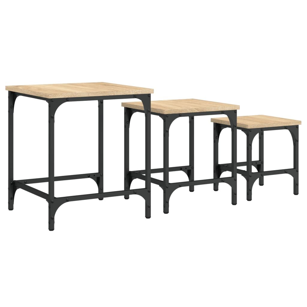 vidaXL Nesting Coffee Tables 3 pcs Sonoma Oak Engineered Wood